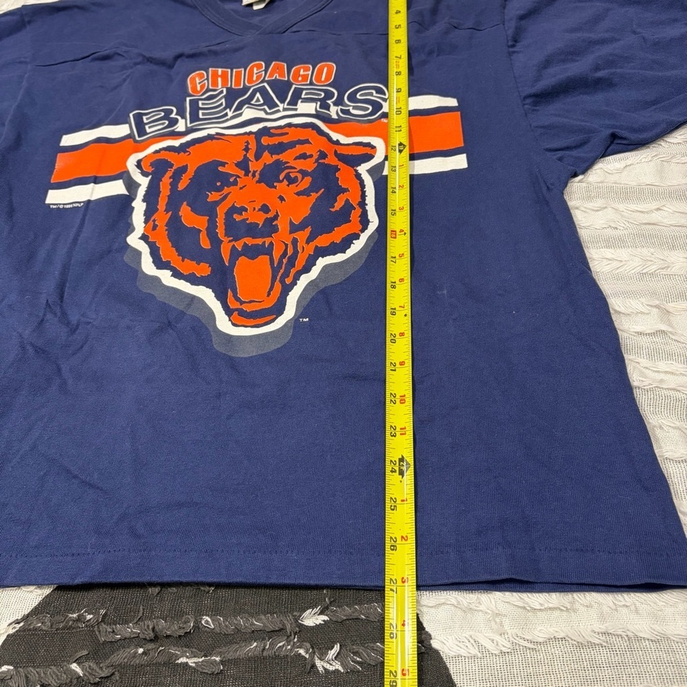 Vtg 96’Chicago Bears T Shirt Large USA Single Stitch Team Rated Navy Made in USA - Picture 7 of 10